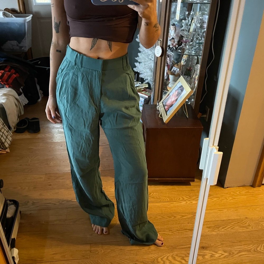 Zara Green Wide Leg Pants